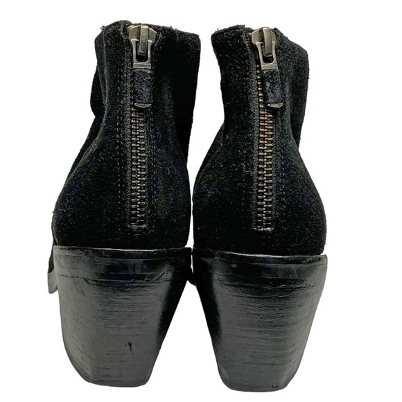 EILEEN‎ FISHER Peer Black Suede Rear Zip Heeled Ankle Booties - Picture 7 of 10